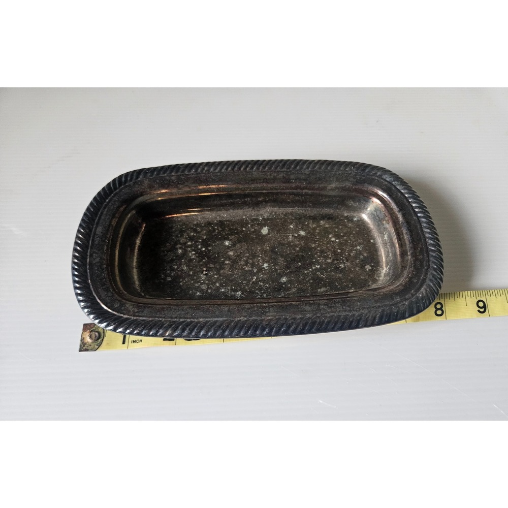 Wm Rogers Silverplate Tray Rectangular Gadroon Edge Vintage Serving Dish 8 Inch - Picture 2 of 6
